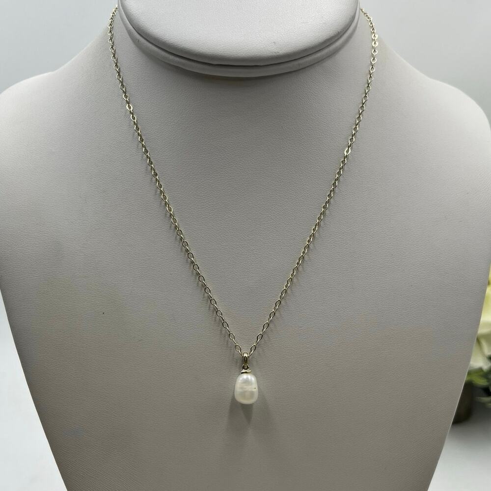 Kendra Scott Lindsay Silver Single Strand White Pearl Necklace‎ Reworked